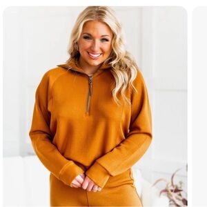 Spanx air essentials brown Half-Zip Pullover